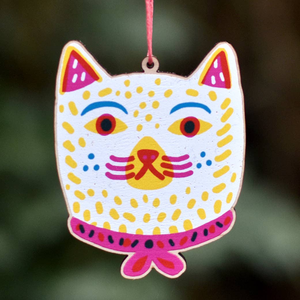 The Printed Peanut Stationery - Bedruckte Holzdekoration mit Katze und Band