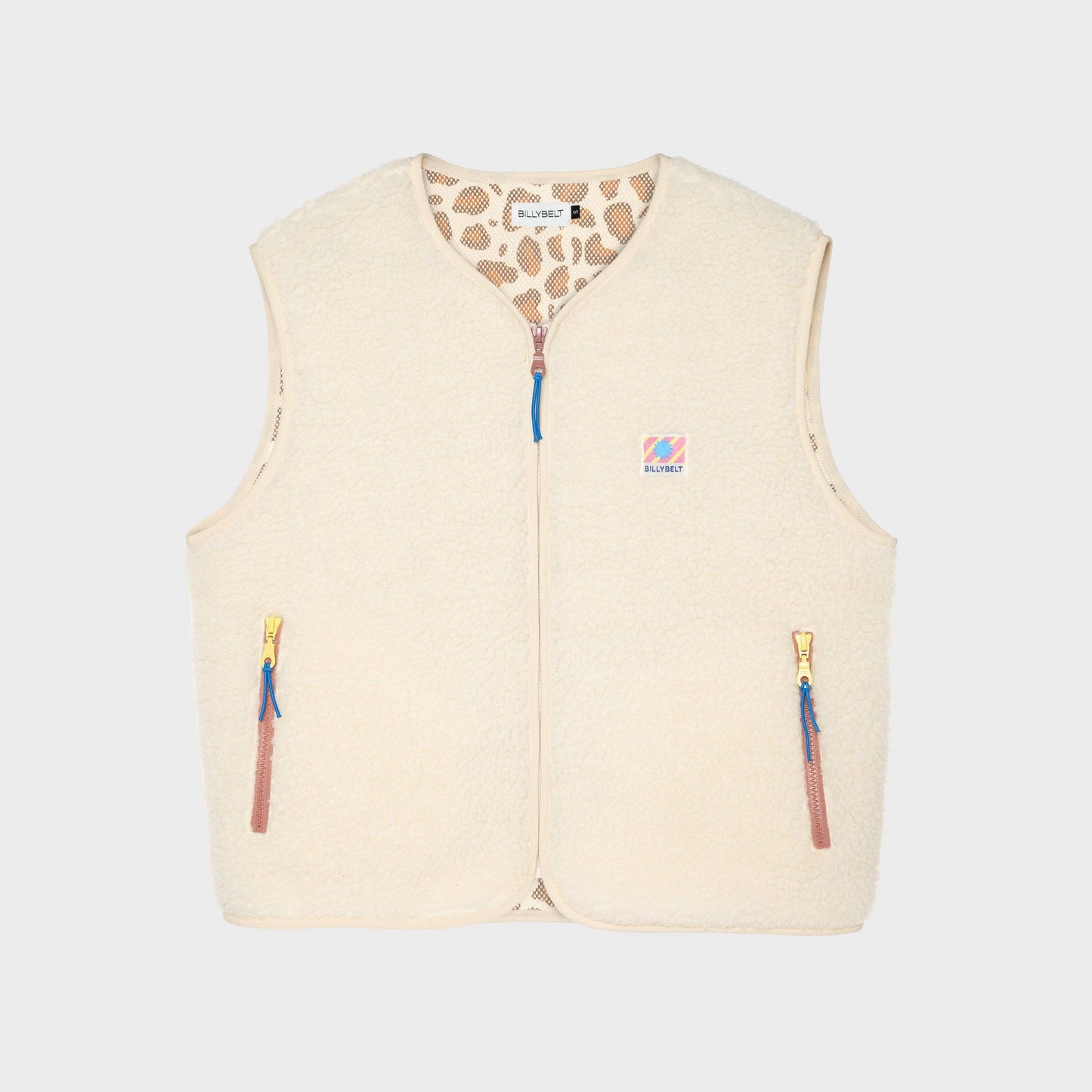 Ärmellose Damen-Sherpa-Weste mit Reißverschluss - Elfenbein