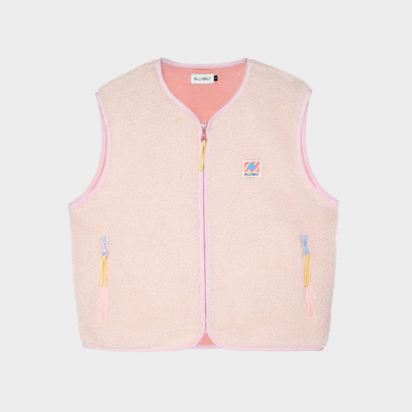 Ärmellose Damen-Sherpa-Weste mit Reißverschluss - Hellrosa