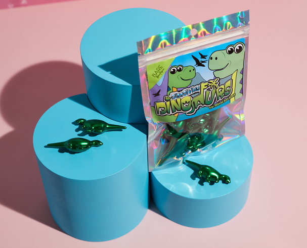 15 x Dinosaurier-förmige Badeperlen - Kiwi-Duft