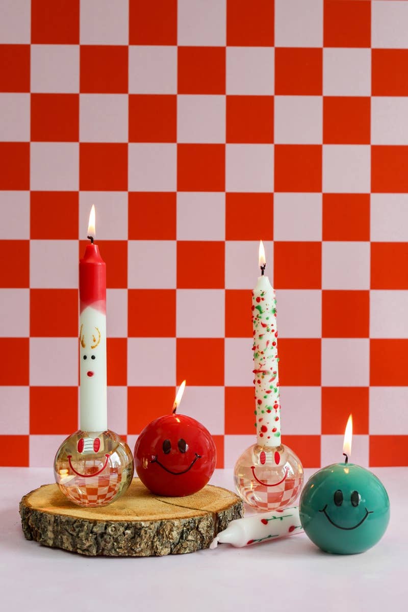 Smiley Kerze – 7,5 cm - Türkis