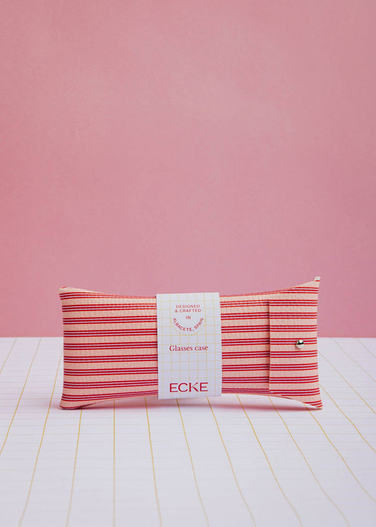 ECKE - Sonnenbrillen- und Brillenetui mit korallenroten Streifen