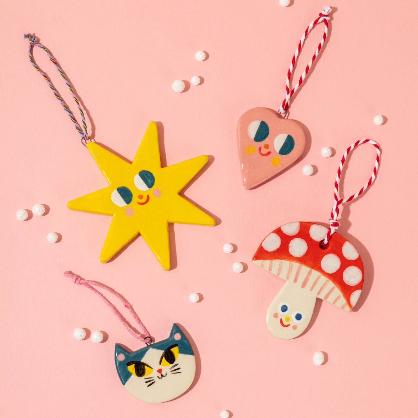 Ana Seixas - Rosa Herz / Keramikhängeschmuck