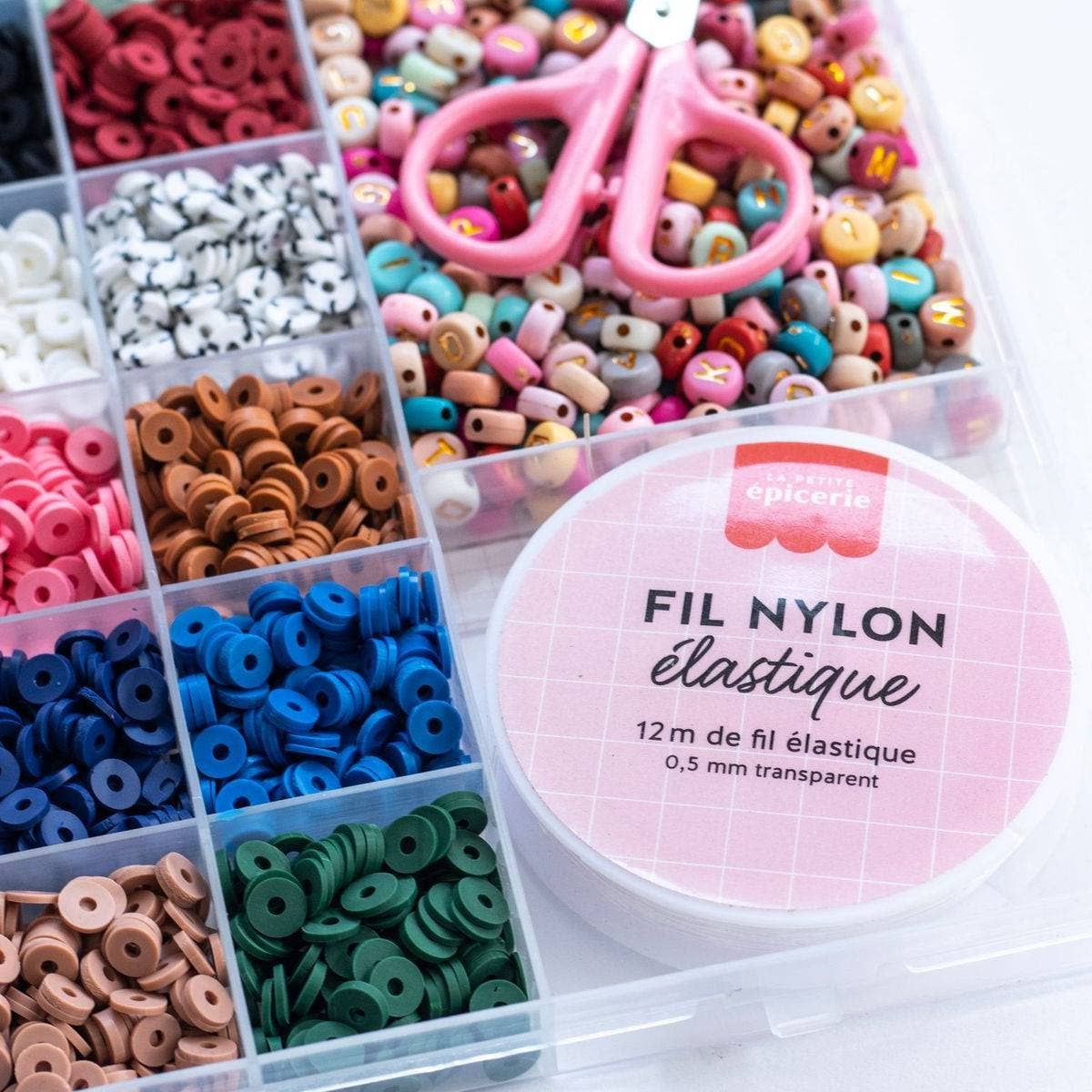 Schachtel mit 6 mm Heishi-Perlen in 16 Farben - Natur