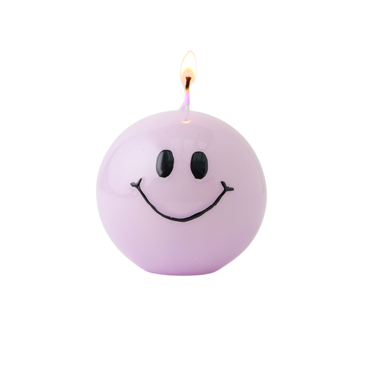 Smiley-Kerze – Lila