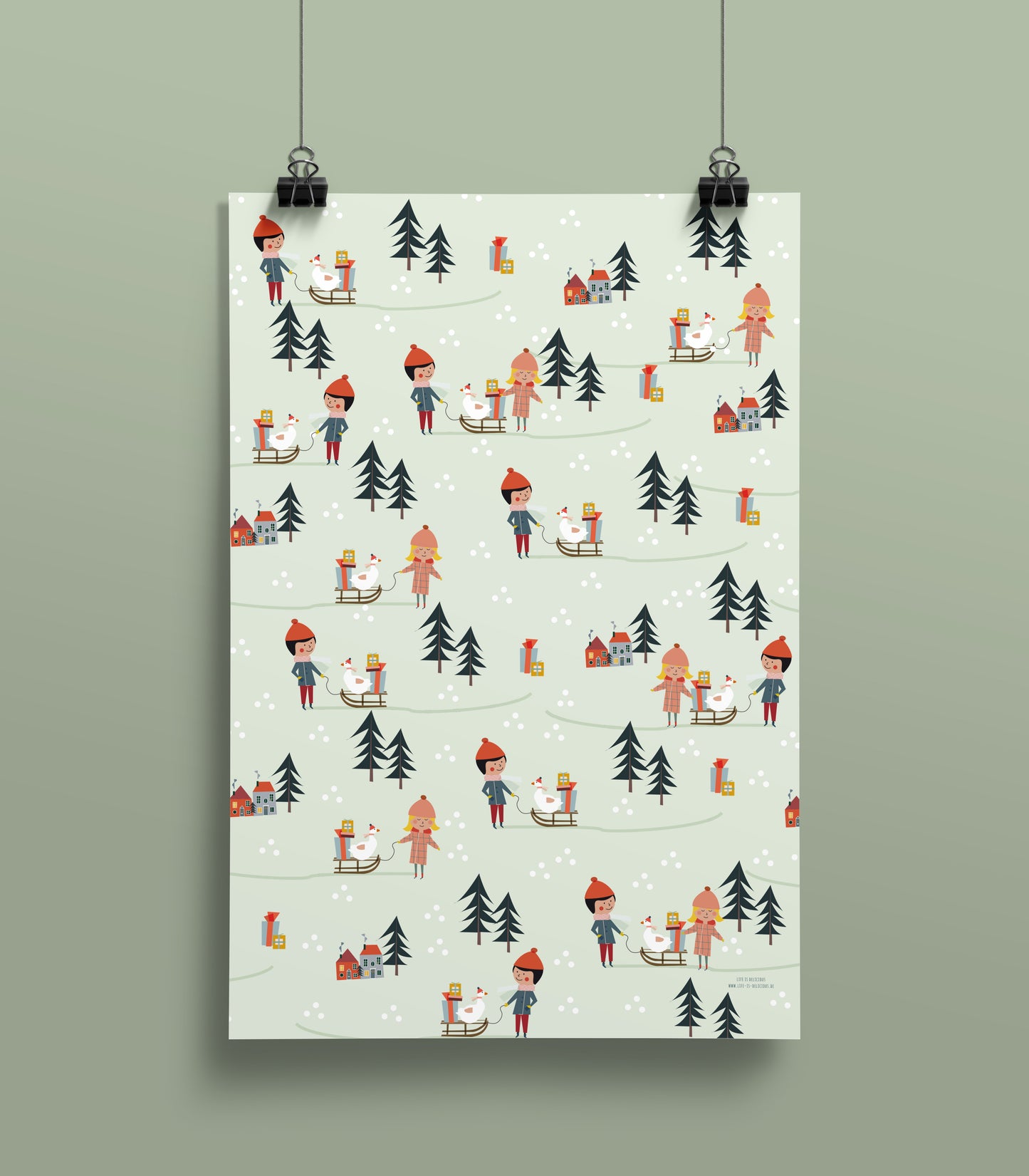 life is delicious - Geschenkpapier Winterlandschaft