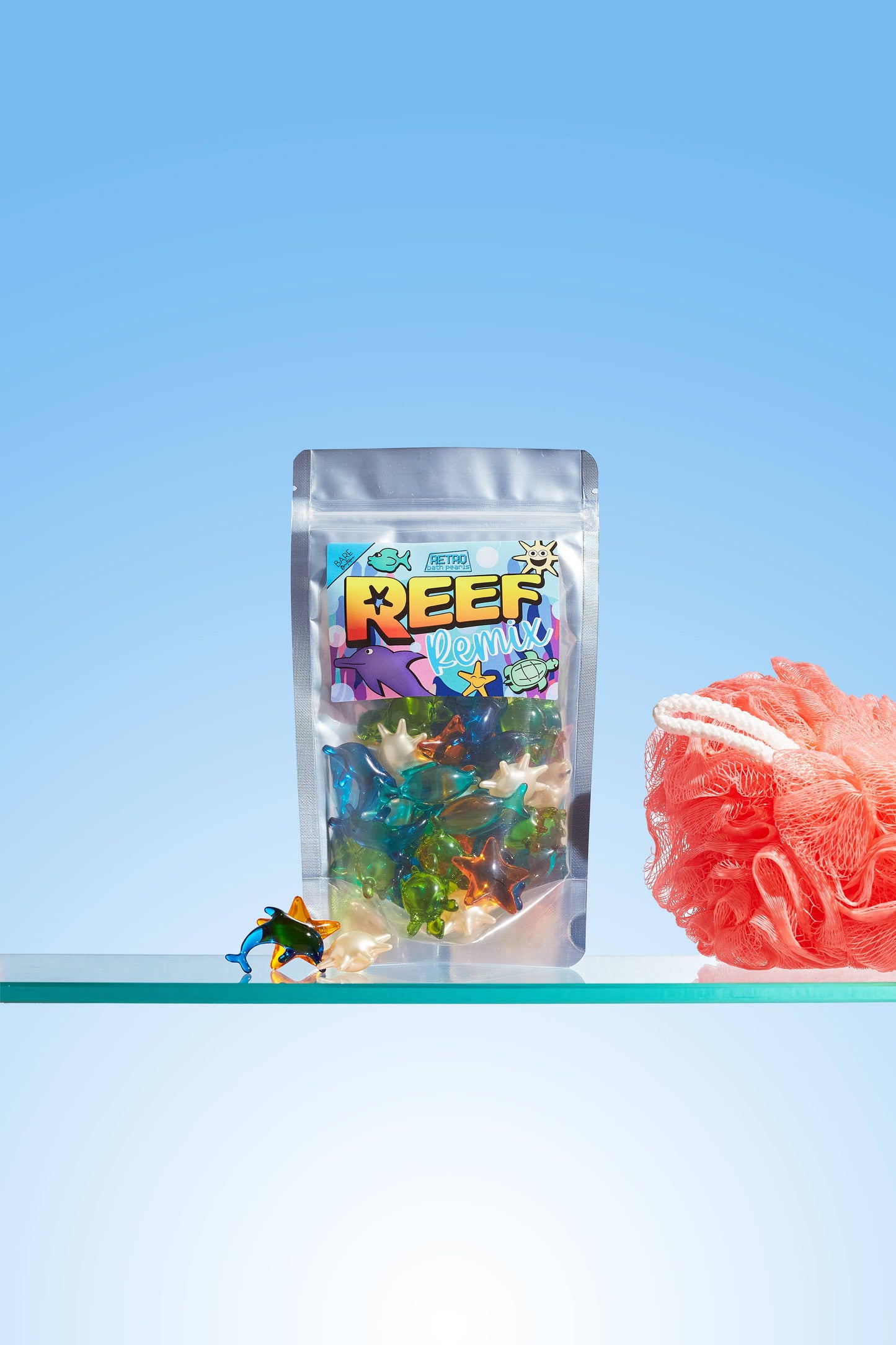 Retro-Badeperlen — Reef Remix. Perlen mit Ozeanmotiv, 30 Stück