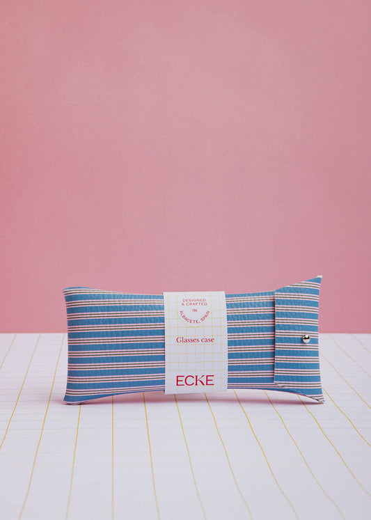 ECKE - Sonnenbrillen- und Brillenetui mit blauen und rosa Streifen