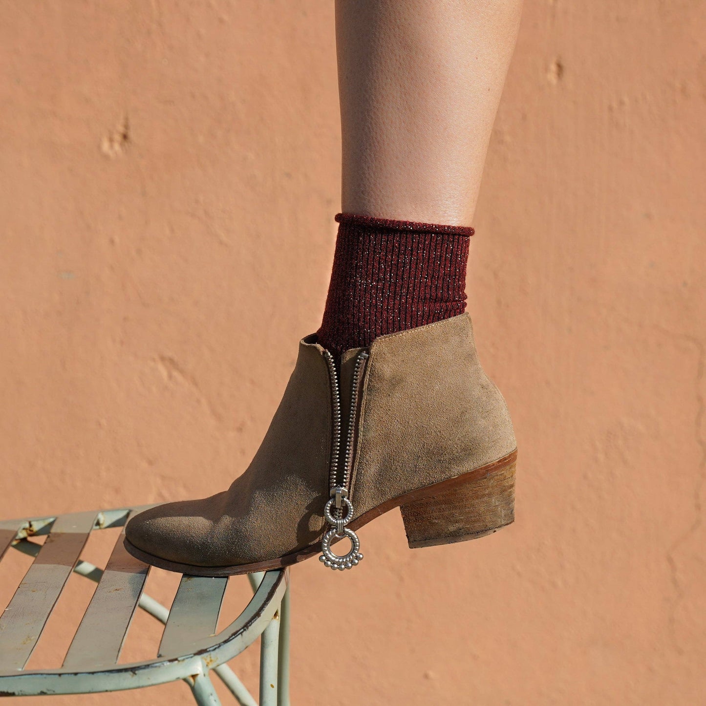 KLUE Glitter Lurex-Socken aus umweltfreundlichem Lyocell | Rot: 36-40