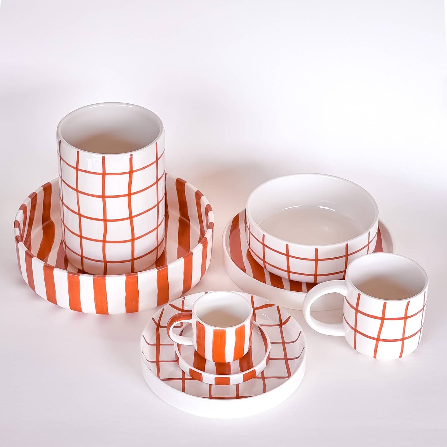 Magazin Minori - Schale gross Stripes - cotto orange