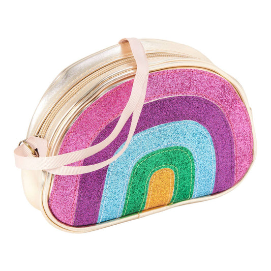 Goldfarbene Umhängetasche mit Glitzer-Regenbogen