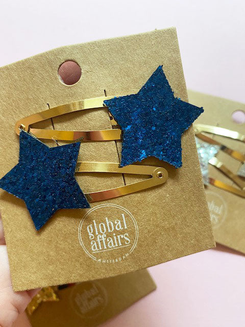 Global Affairs - Haarspange Glitzer Stern - dunkel blau (2er-Set)