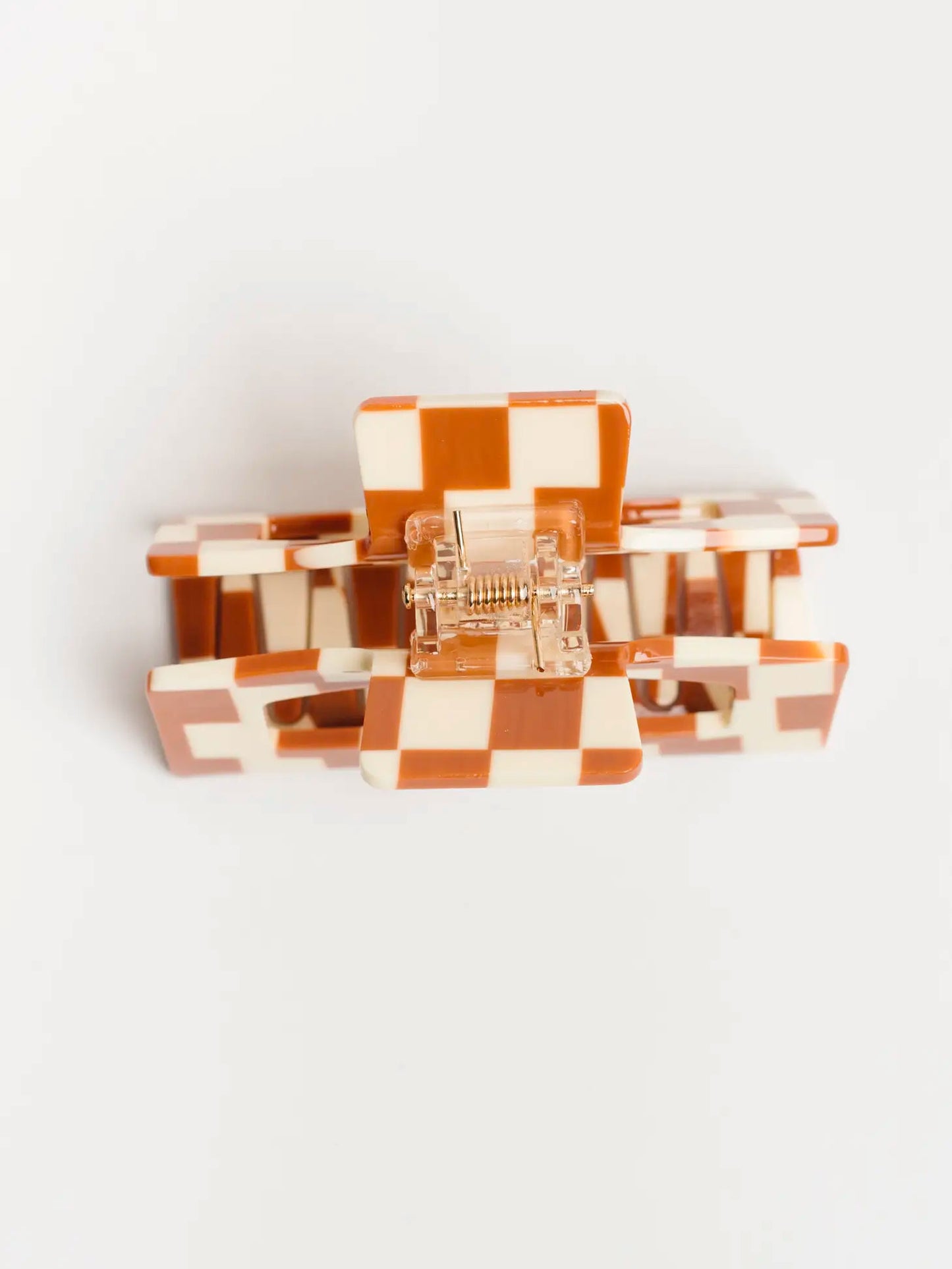 NAT + NOOR – Haarklammer in kariert, braun - 8,8 cm