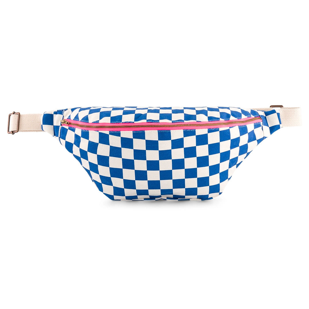 Rose in April – Bum Bag, blau Schachbrett