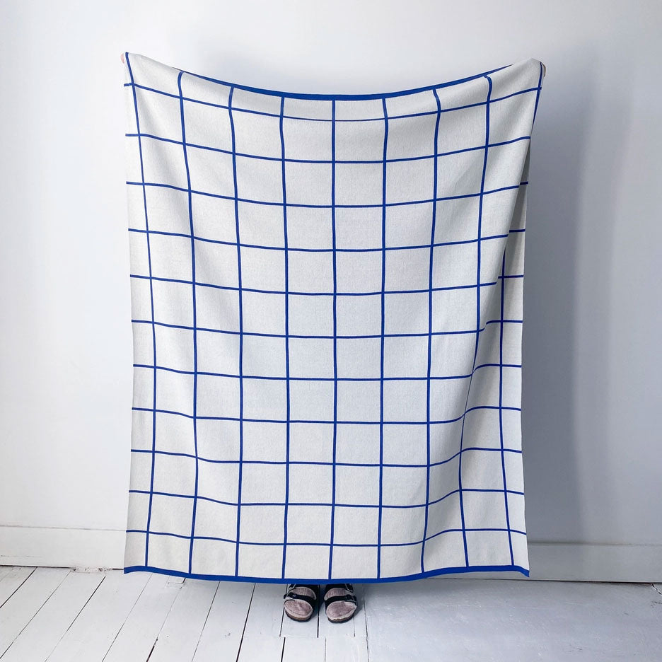 Sophie Home - Decke aus Baumwollstrick - Grid Cobalt