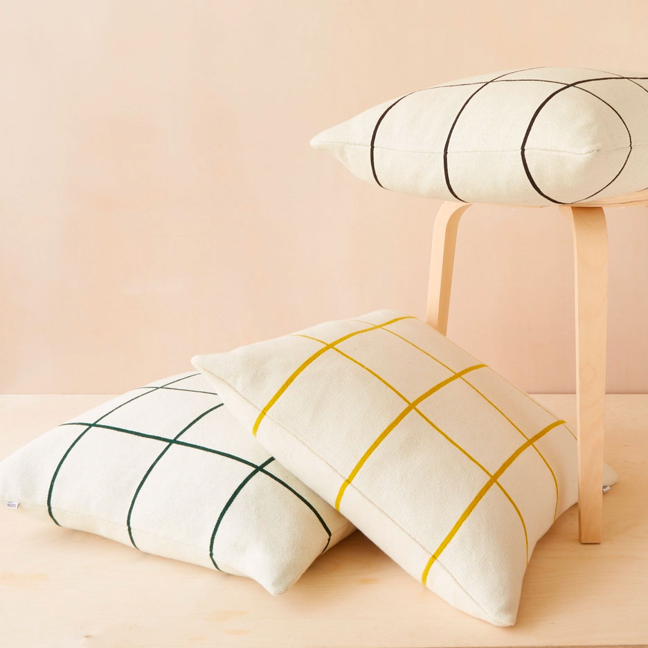 Sophie Home - Kissenhülle aus Baumwollstrick — Grid Citrus