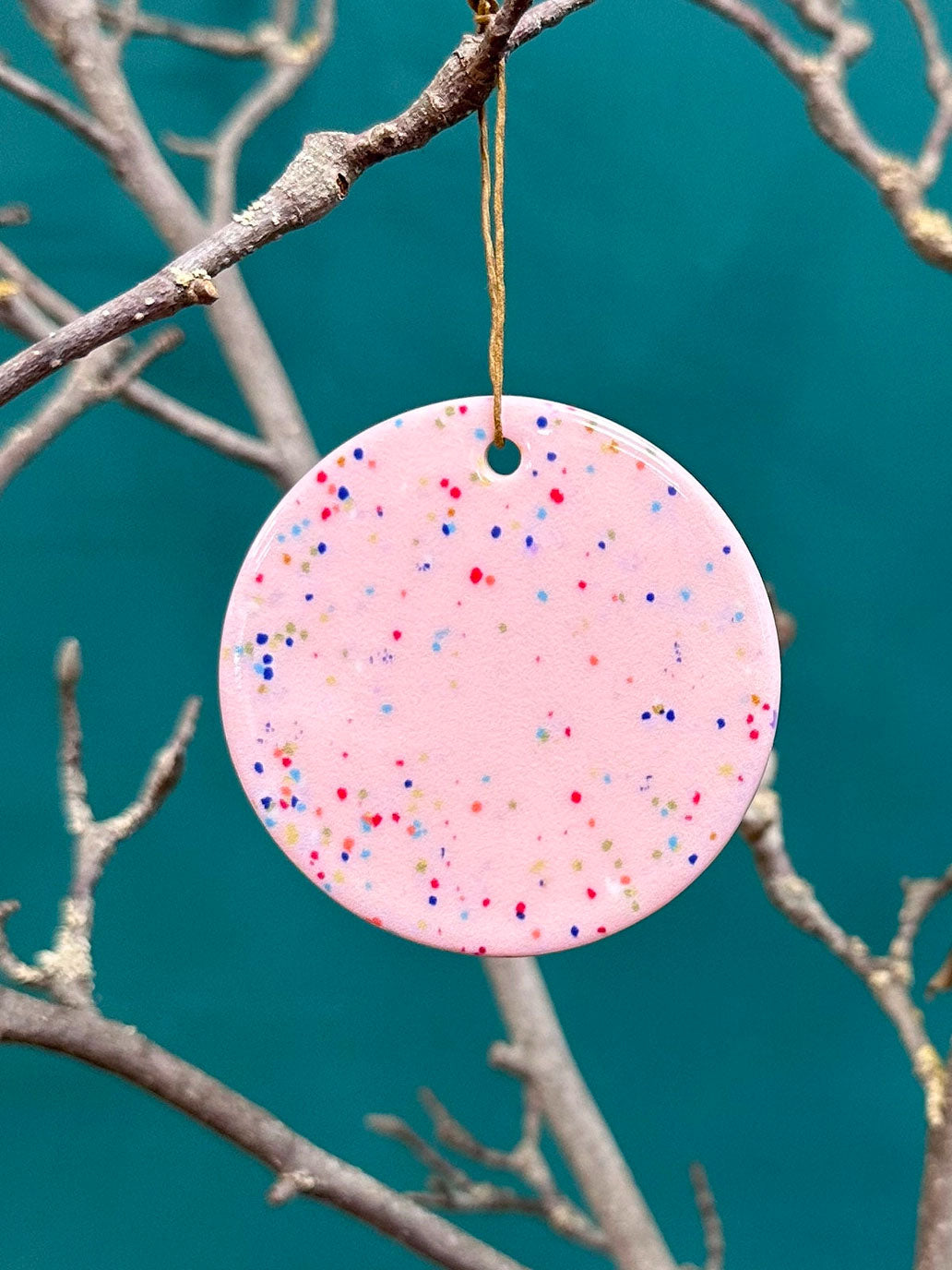 coopz - Keramik Anhänger - rund - Konfetti Rosa