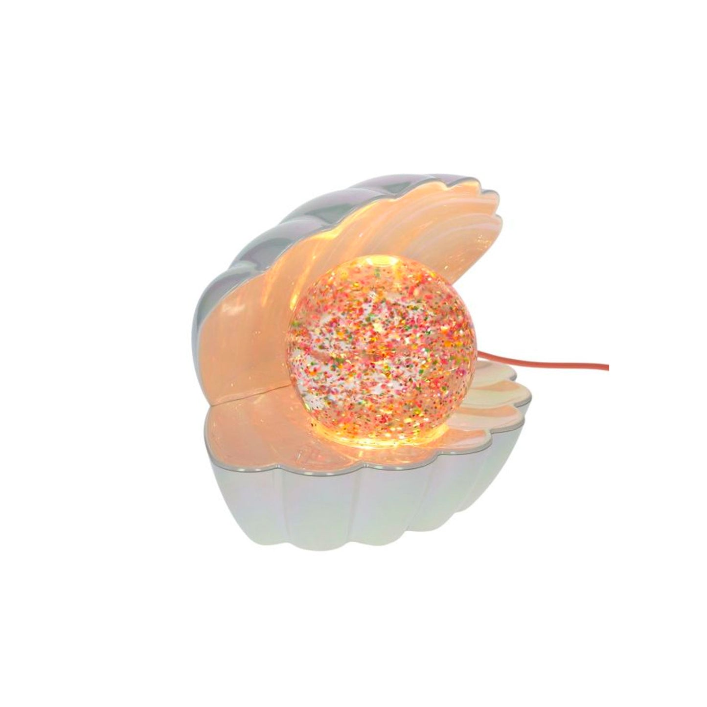 Perlmutt-Muschellampe mit mehrfarbigem Glitzer