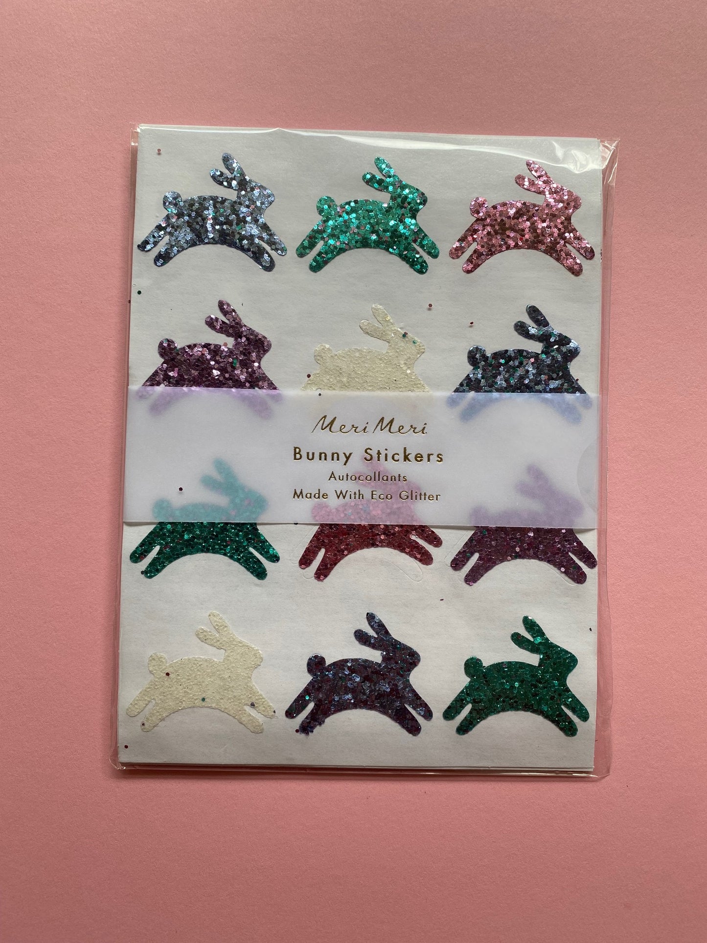 meri meri – Glitzer Hasen Aufkleber (8 Bögen)
