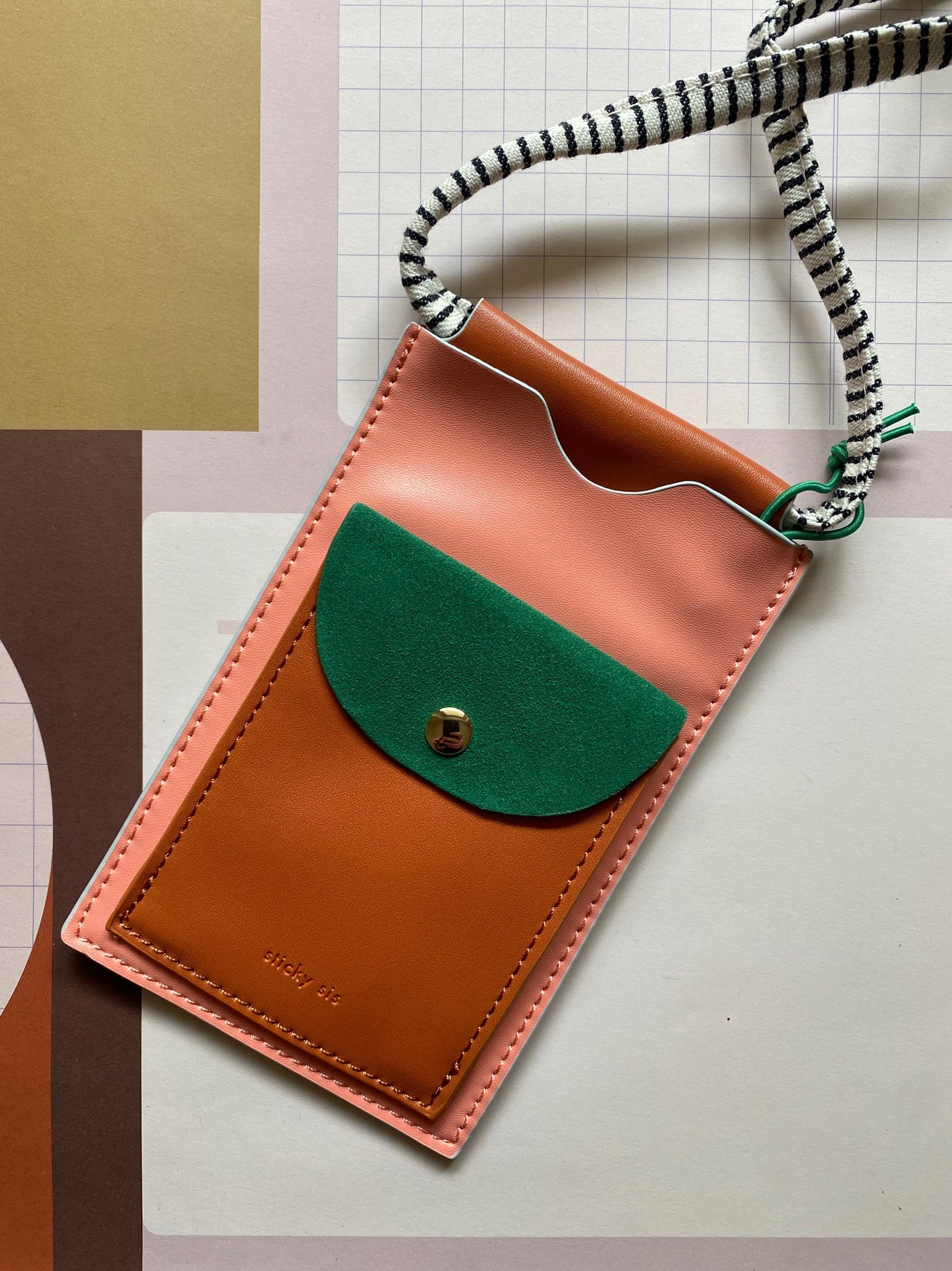 Sticky Lemon – Handytasche, XL, croissant brown + paris green