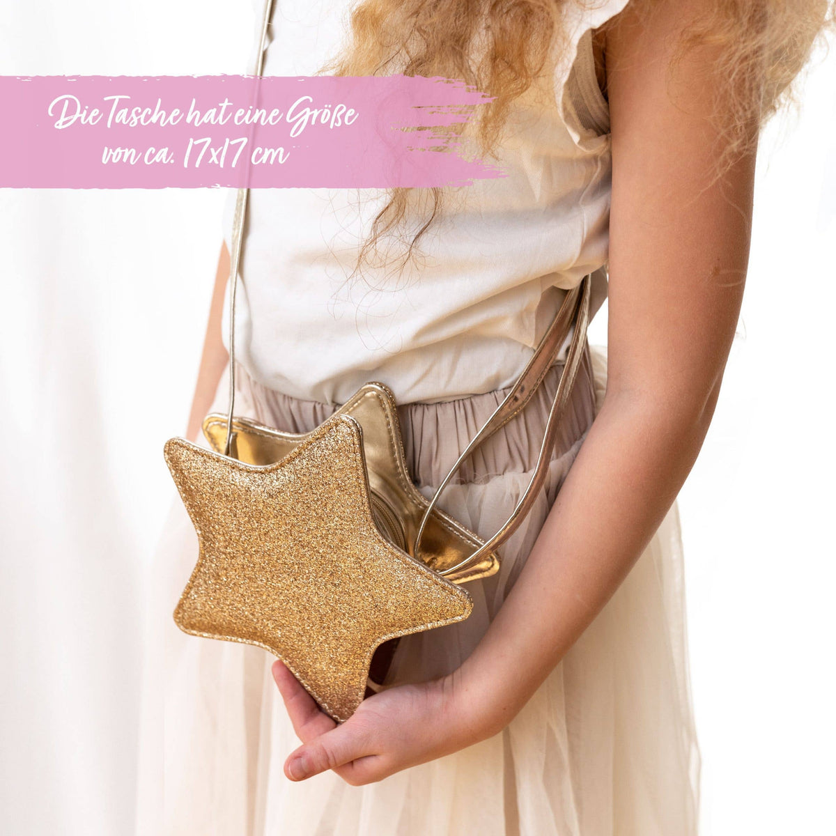 Papierdrachen Kinderhandtasche - Stern Gold glitter