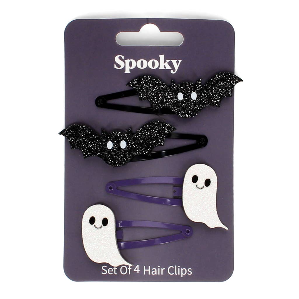 Glitzer-Haarspangen (4er-Set) - Spooky