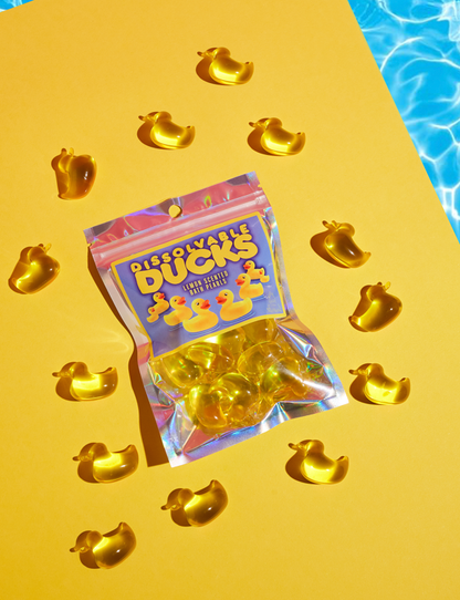 Auflösbare Enten — Badeperlen in Entenform mit Zitronenduft