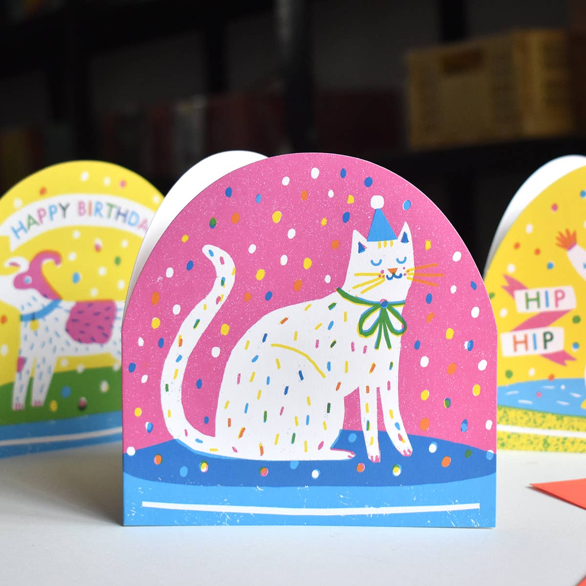 Party-Katzen-Großer Schneekugel-Grußkarte
