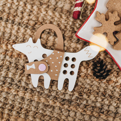 The Fox, kleines hölzernes Schnürspielzeug, Montessori Toy