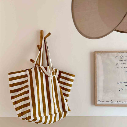 ELISA CARAMEL GESTREIFTE TASCHE - ECRU: KARAMELL - ECRU / STREIFEN