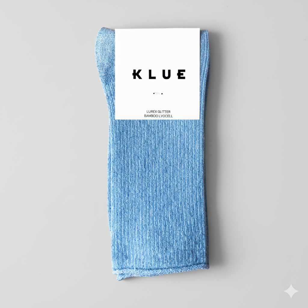 KLUE Glitter-Lurex-Socken aus umweltfreundlichem Lyocell | Hellblau: 36-40