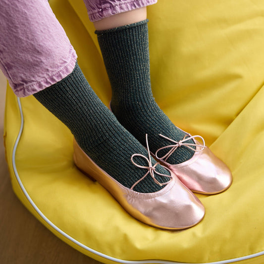 KLUE Glitter Lurex-Socken aus umweltfreundlichem Lyocell | Grün: 36-40