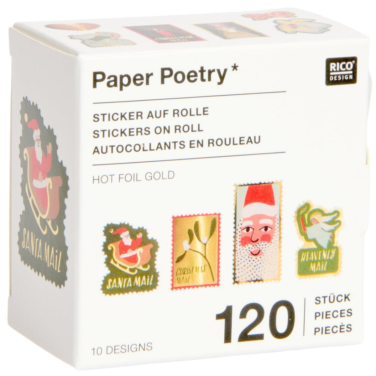 Mini Sticker auf Rolle "ADVENT" Briefmarkel  (120-teilig)