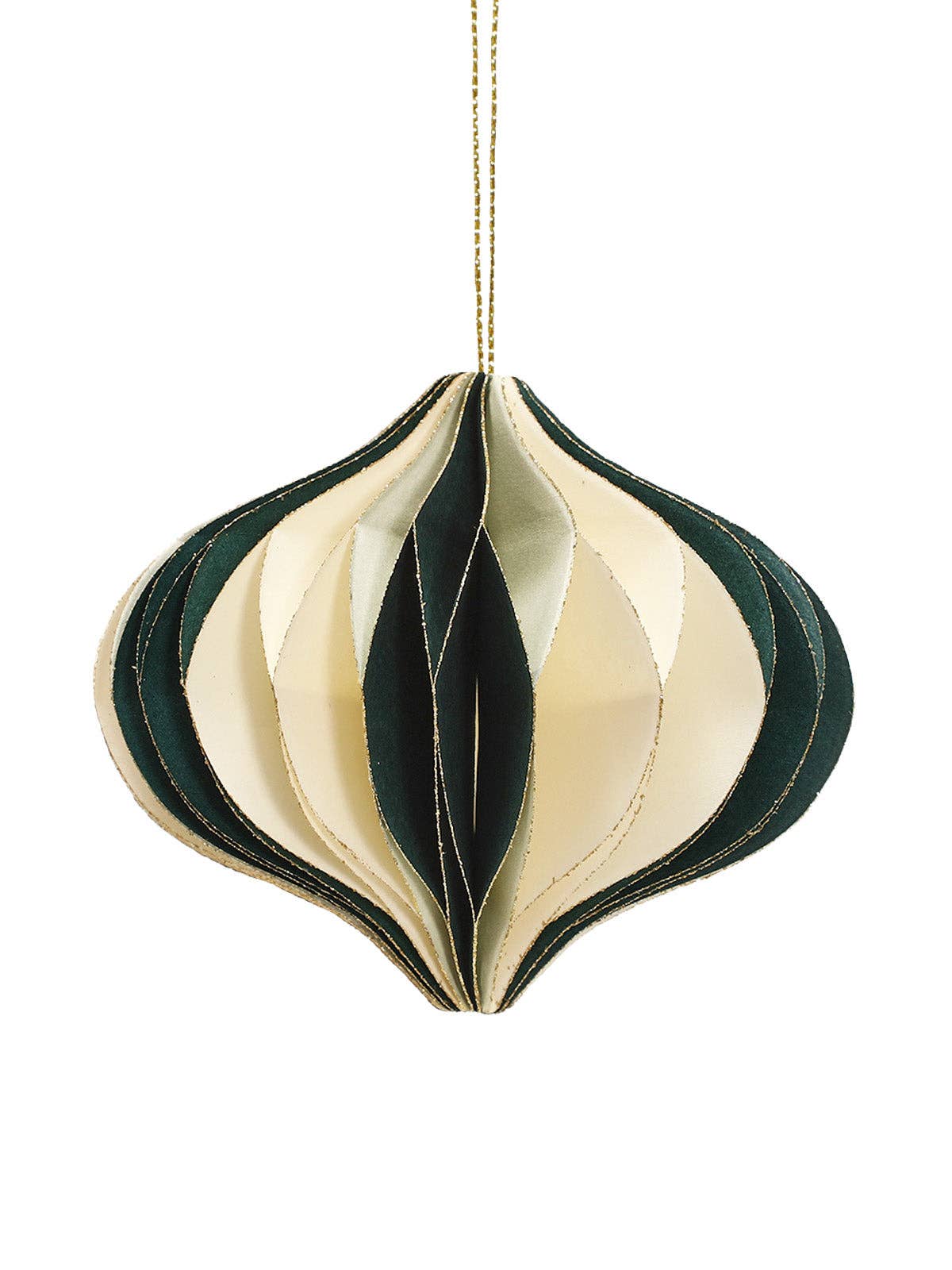 Papier Weihnachtsschmuck Zwiebel gestreift: Grün