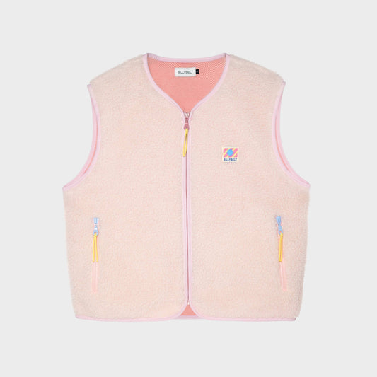 Ärmellose Damen-Sherpa-Weste mit Reißverschluss - Hellrosa