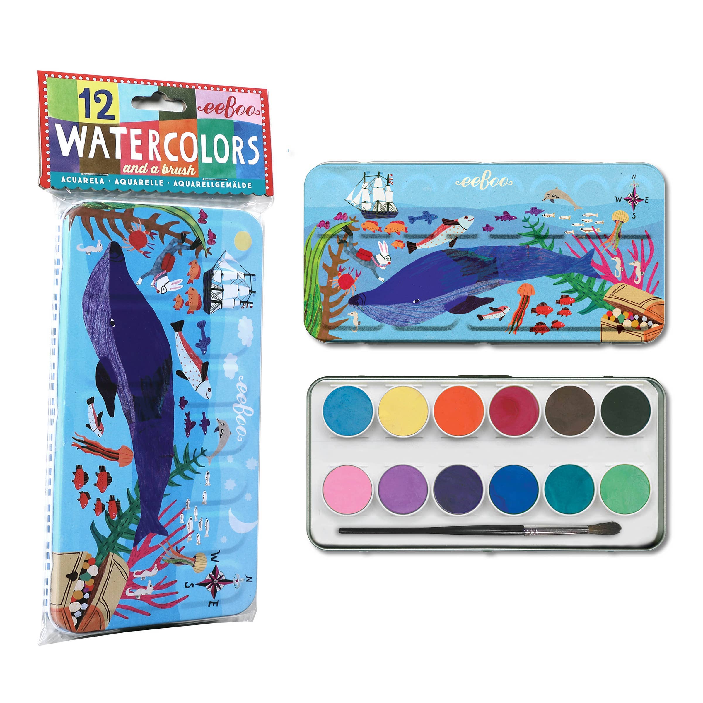eeBoo - Im Meer 12 Aquarelle Dose