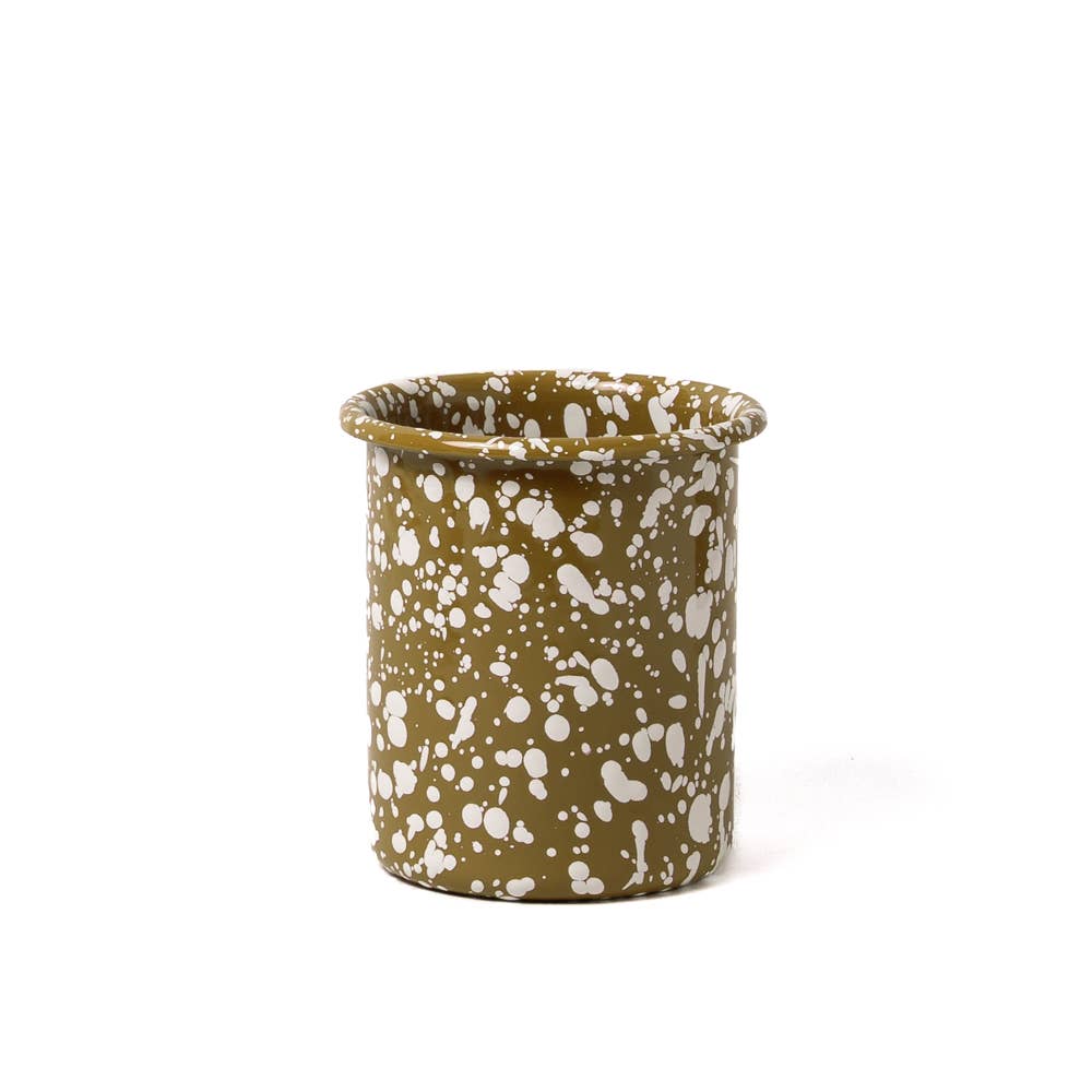 YOD & CO - Splatter Emaille-Utensilienbehälter /Olive and Cream, groß