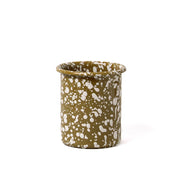 YOD & CO - Splatter Emaille-Utensilienbehälter /Olive and Cream, groß