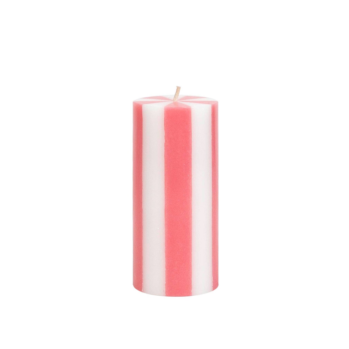 Streifen Säulenkerze - Flach Rosa / Weiß
