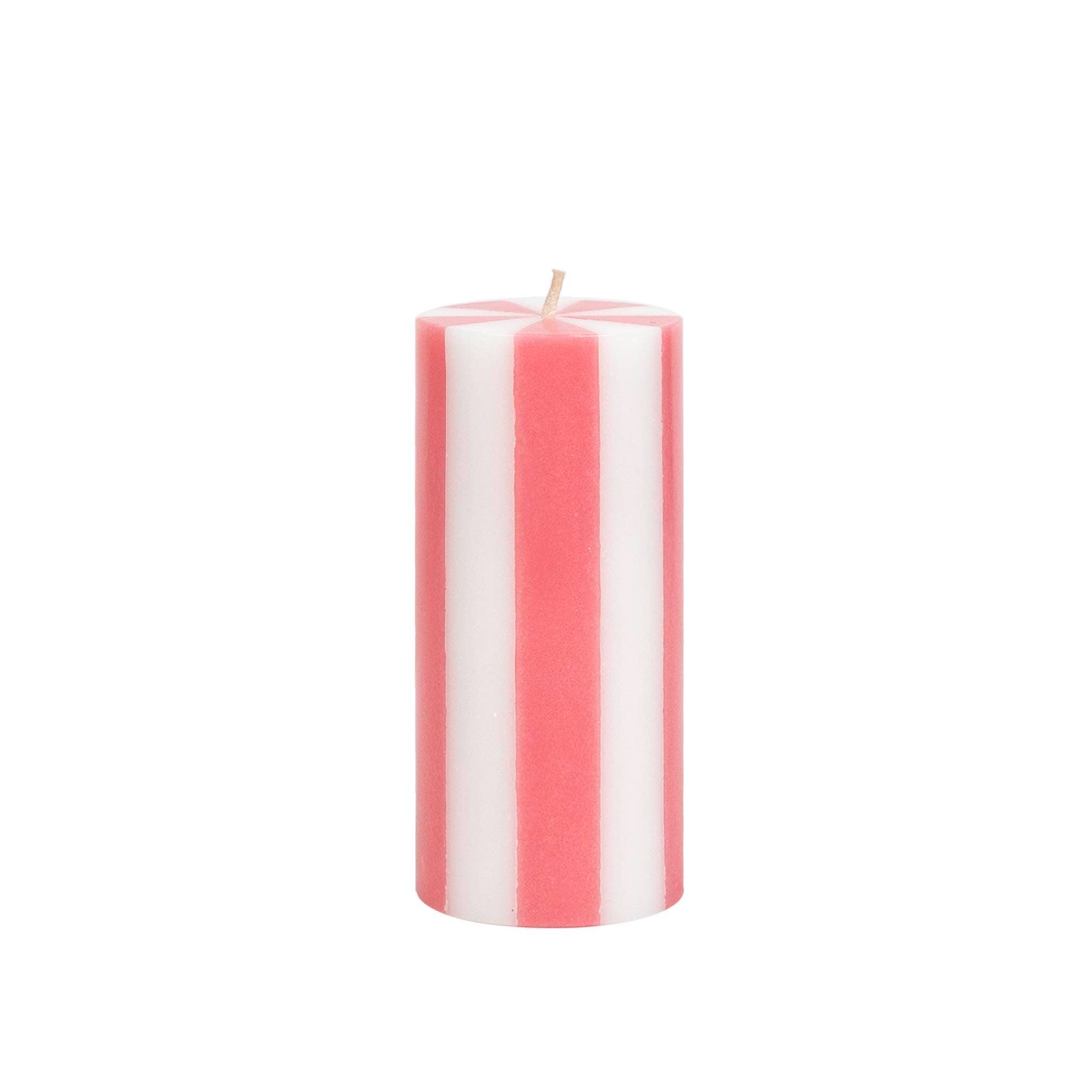 Streifen Säulenkerze - Flach Rosa / Weiß