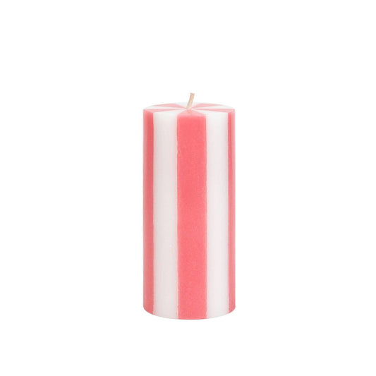 Streifen Säulenkerze - Flach Rosa / Weiß