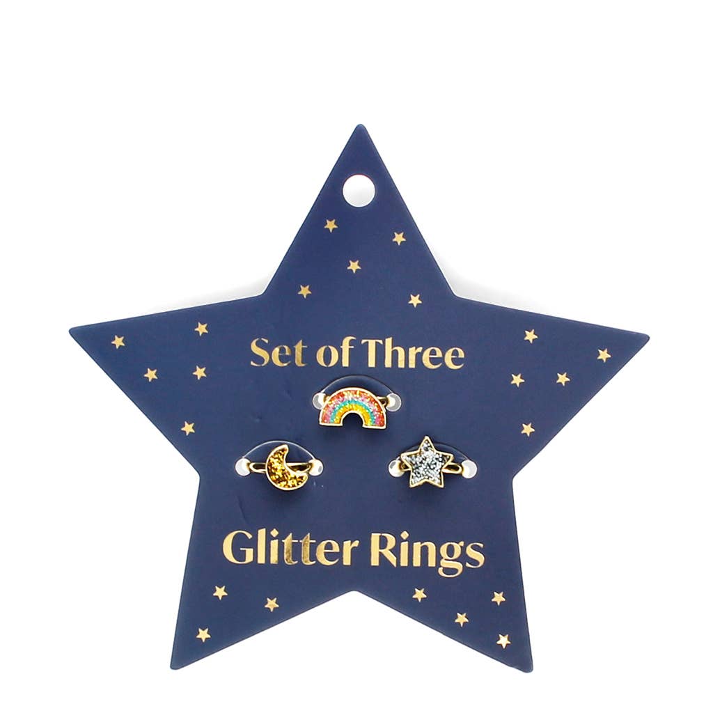 REX - Glitzerringe (Set aus 3) - Stern, Regenbogen & Mond