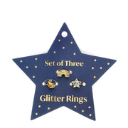 REX - Glitzerringe (Set aus 3) - Stern, Regenbogen & Mond