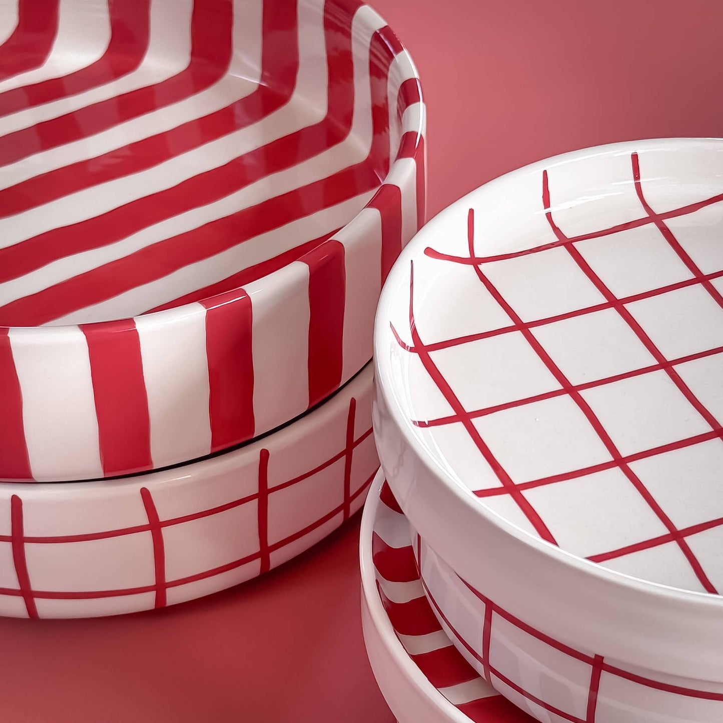 Magazin Minori - Schale gross  Stripes - tramonto red