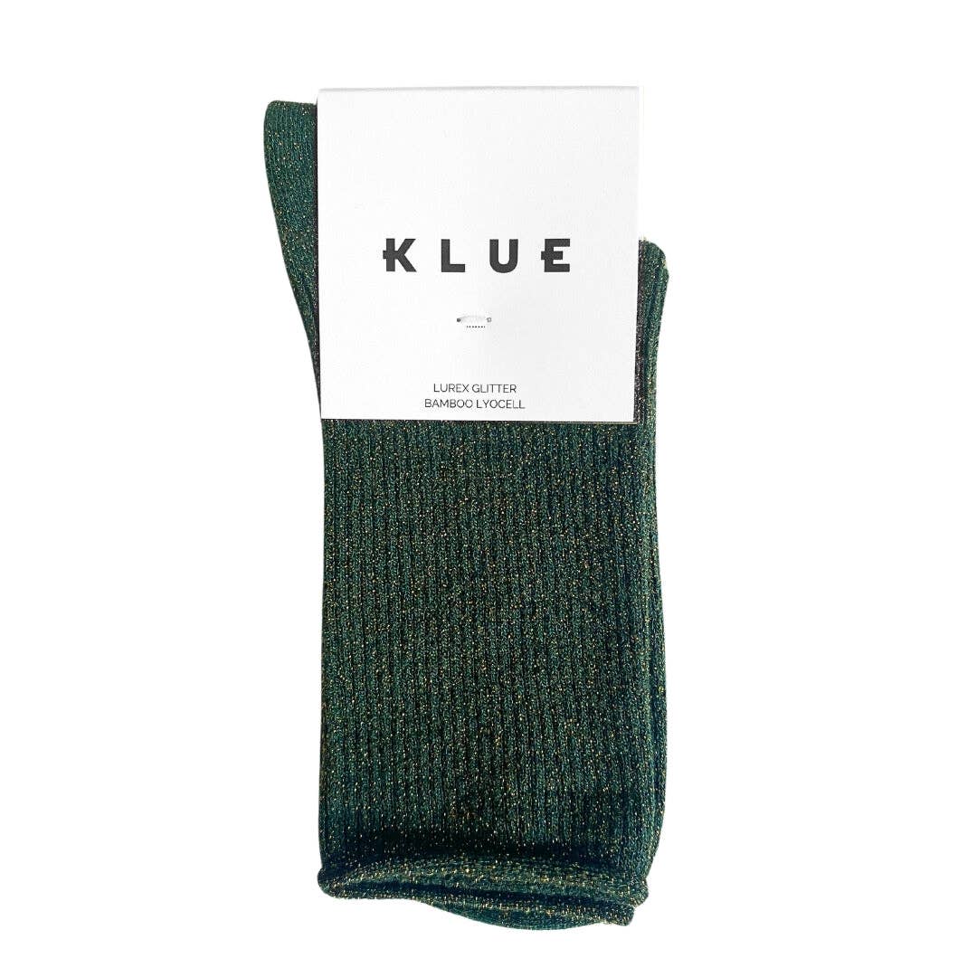 KLUE Glitter Lurex-Socken aus umweltfreundlichem Lyocell | Grün: 36-40