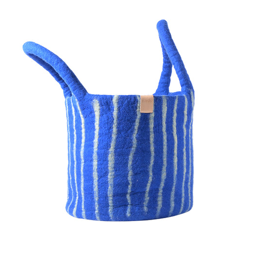 aveva - WOOL BASKET, large, electric blue-stripes