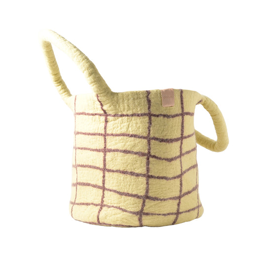 aveva - WOOL BASKET, large, yellow-checked