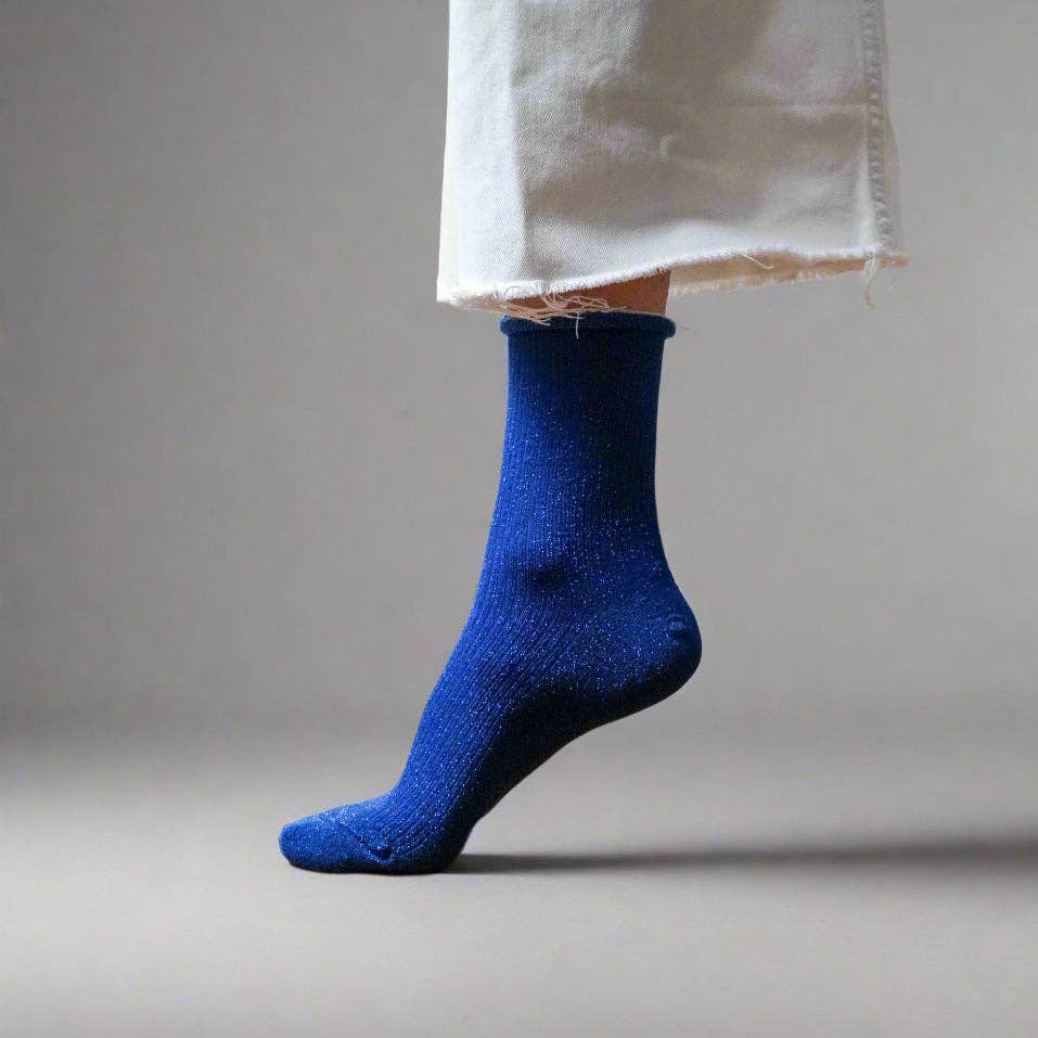 KLUE Glitter-Lurex-Socken aus umweltfreundlichem Lyocell | Elektrisch Blau: 36-40