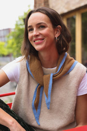 Schal Colette zweifarbig camel/blau