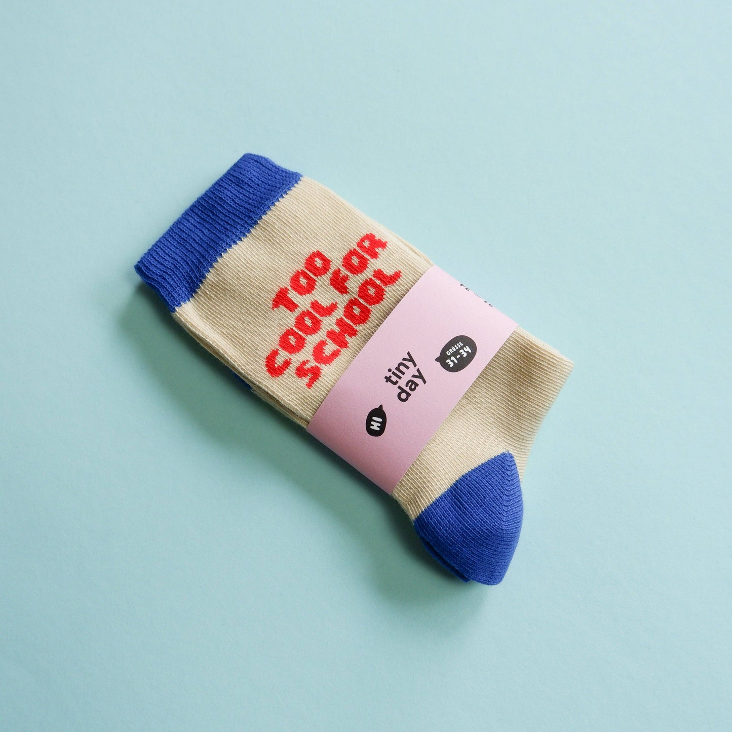 Too cool for school-Socken / blau + rot / Größe 31–34